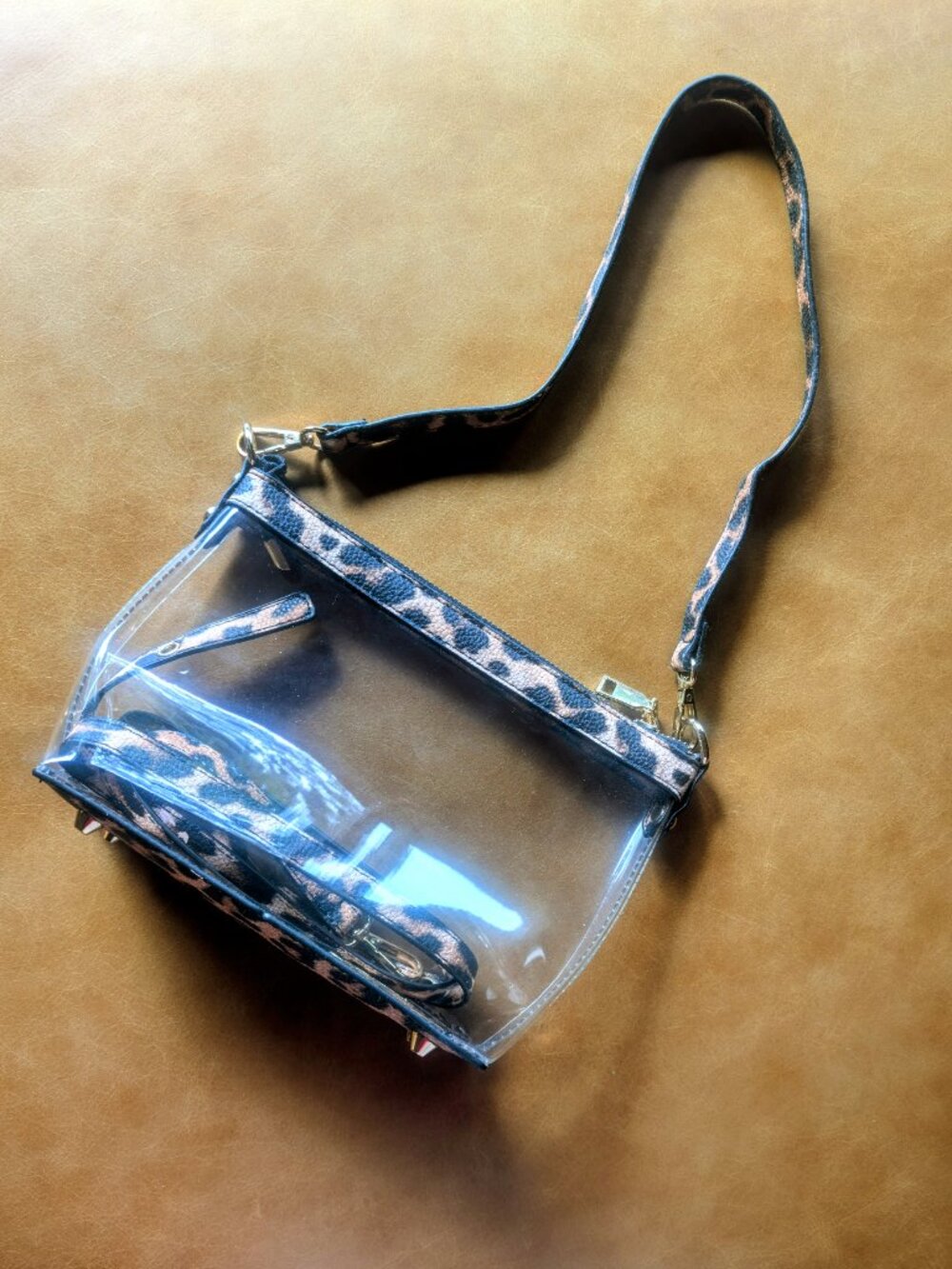 Clear Crossbody Bag - Stadium Approved - Transparent/Leopard Trim Bag - NWOT